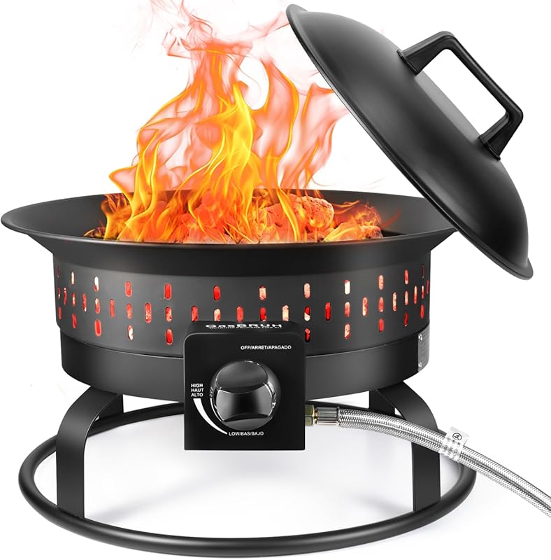 GasBRUH Outdoor Portable 19-inch Propane Fire Pit, 60,000 BTU Gas Fire