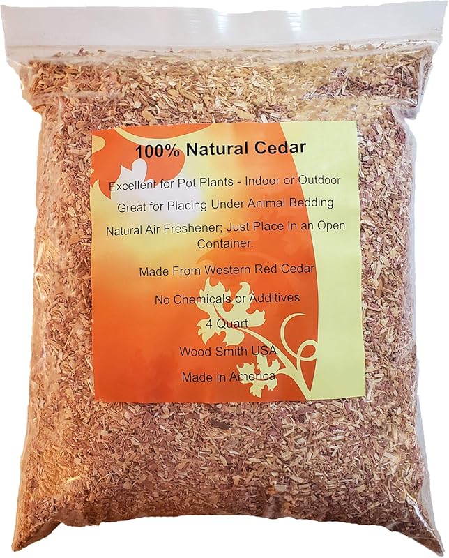 Natural Cedar Chips Mulch, 4 Quarts, Great for Outdoor Plants, Dog Bed