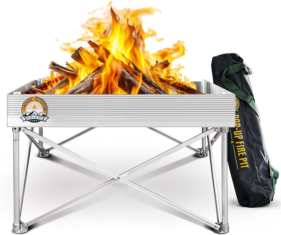 Fireside Outdoor Portable Pop Up 24-inch Collapsible Fire Pit, 7 lbs L