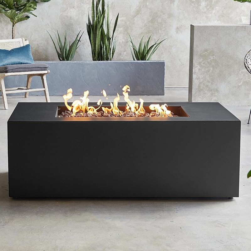 Lakeview Covewood 58-Inch Rectangle Propane Fire Table, Charcoal Finis