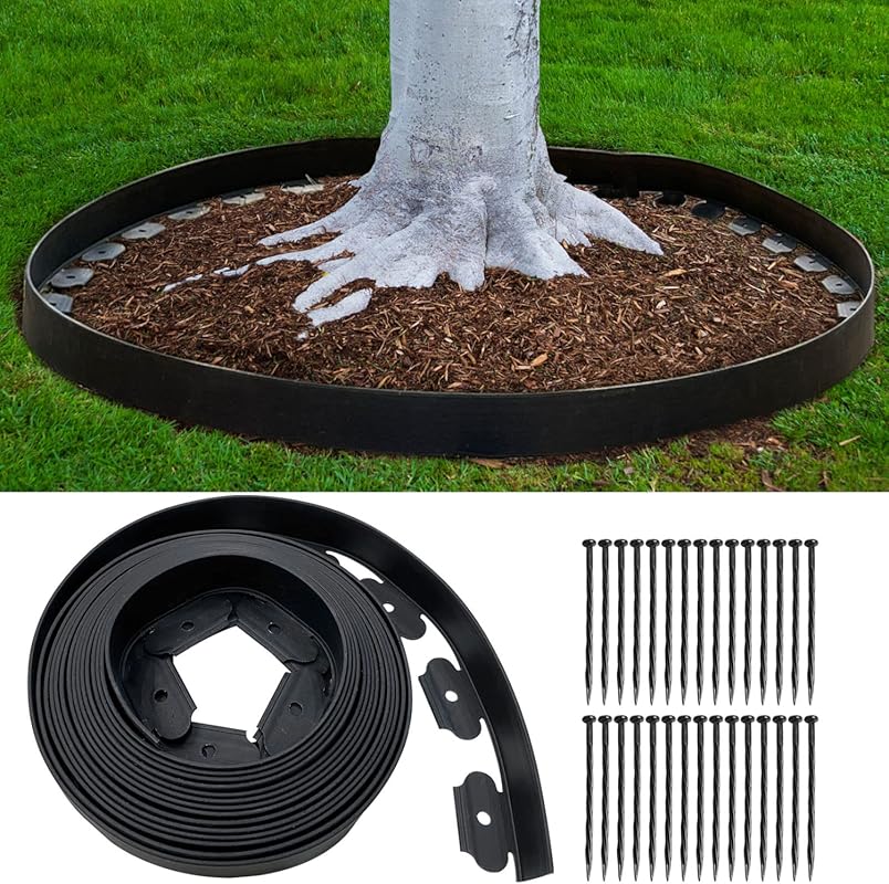 Flexible Black Landscape Edging Kit, 33FT x 4IN Tall Garden Border wit