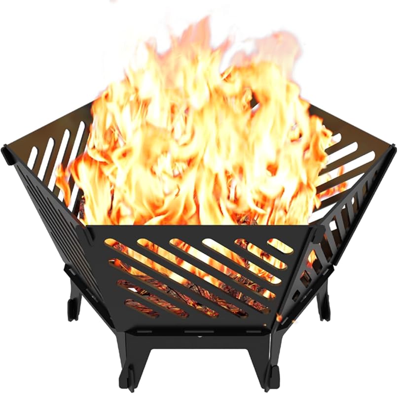 Portable 22.5-inch Hexagon Smokeless Wood Burning Fire Pit, Patented D
