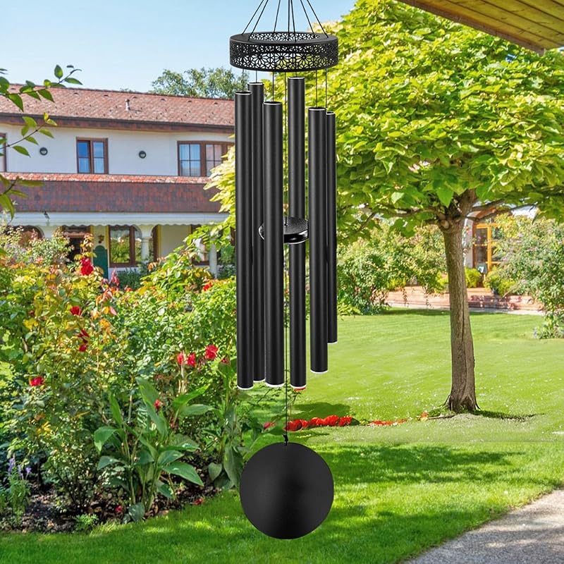 ASTARIN 48'' Large Black Deep Tone Memorial Wind Chimes, 6 Heavy Tubes