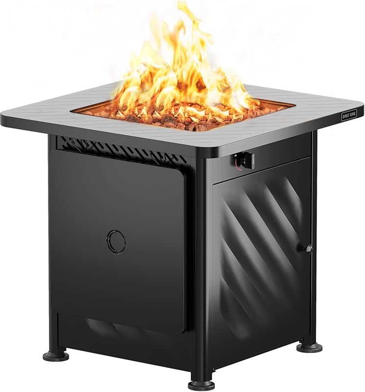 East Oak 28-Inch 52,000 BTU Propane Fire Pit Table, CSA Certified, Lid