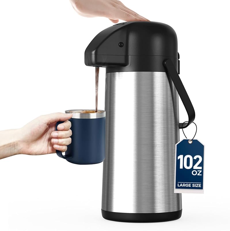 Gezoss 3L Insulated Stainless Steel Airpot Coffee Dispenser with Pump