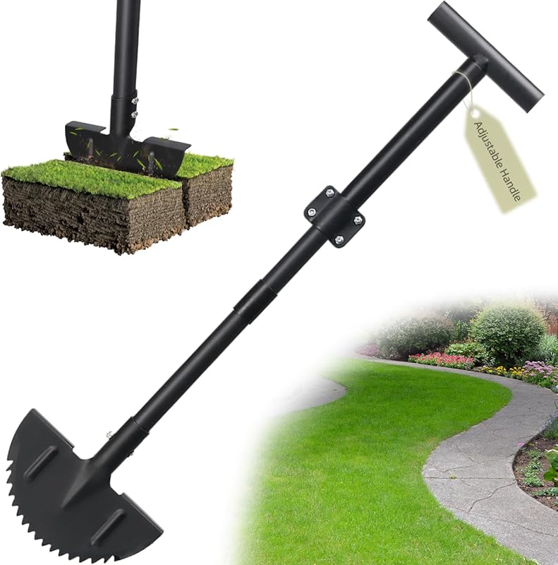 Heavy Duty Half Moon Saw Tooth Manual Edger Tool, Sharp Blade, Wide Fo