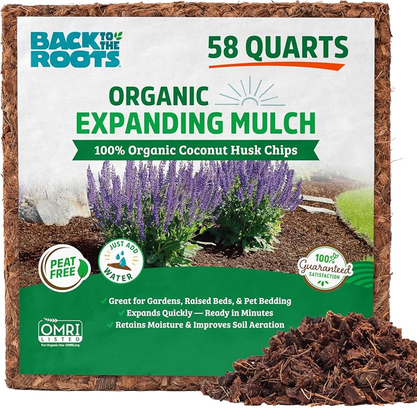 Back to the Roots 100% Organic Expanding Coconut Husk Mulch Block for