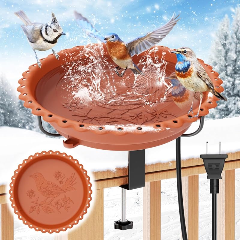 100W Heated Bird Bath for Outdoors, Thermostatically Controlled, Large
