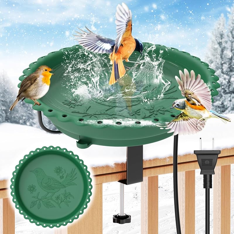 100W Heated Bird Bath for Outdoors, Thermostatically Controlled, Large