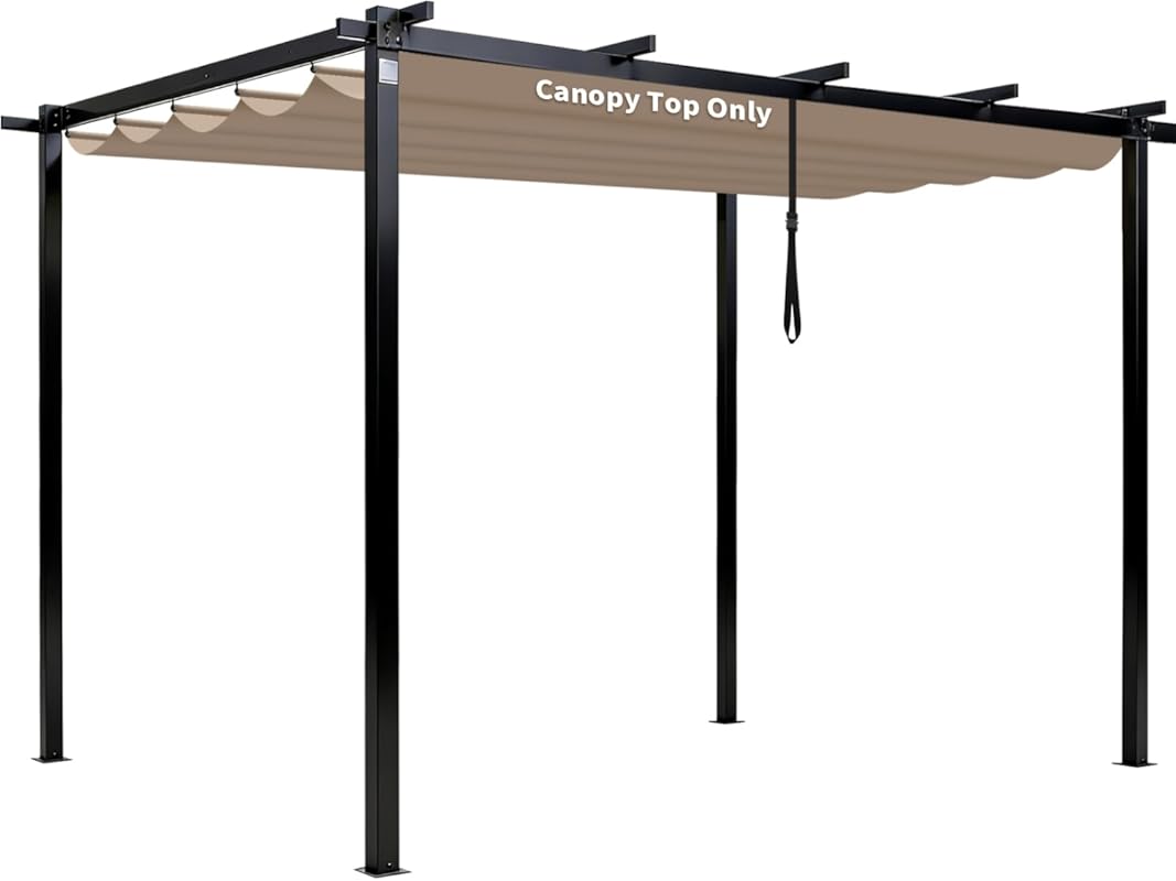 10x10 Ret retractable Pergola Shade Cover Replacement Top Only, Durable Fa