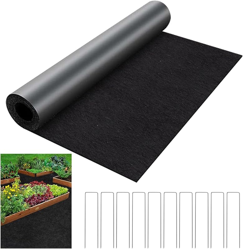 8.2x2 Ft Black Recycled Felt Mulch Mat Roll, Permanent Reusable Garden